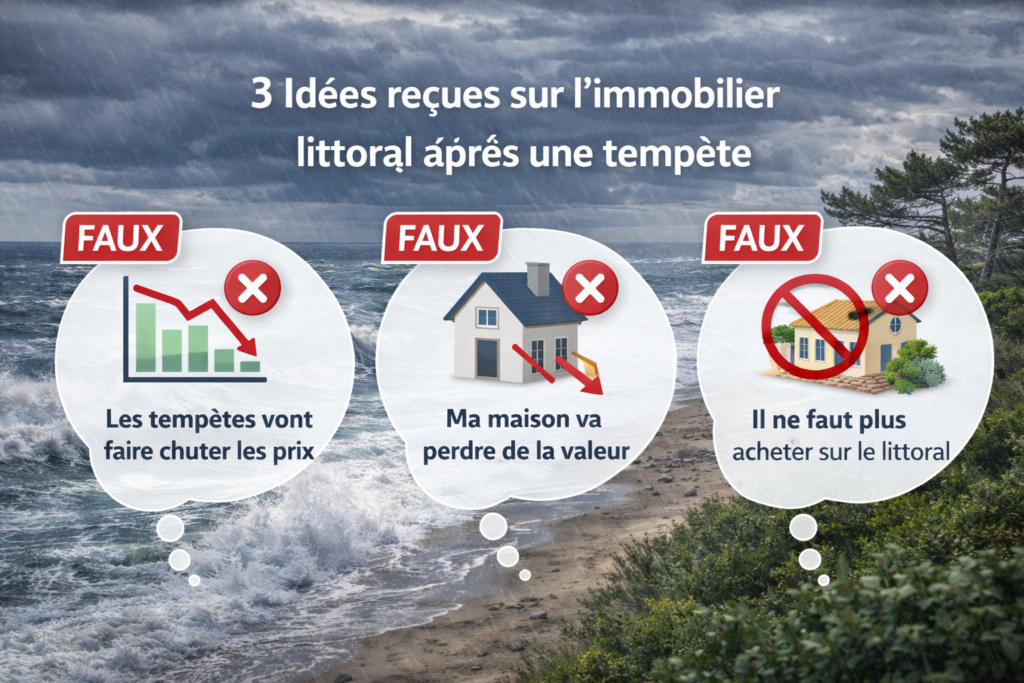 Fausses idées reçues immobilier littoral Vendée tempête prix valeur maison acheter Longeville Sur Mer
