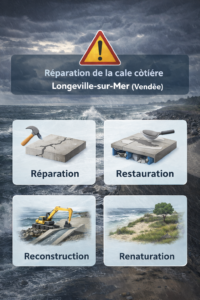 4 scénarios réparation cale plage Conches Longeville Vendée reconstruction restauration renaturation mairie