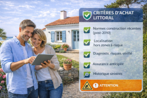 Critères achat immobilier littoral Vendée normes construction risques assurance Longeville Sur Mer