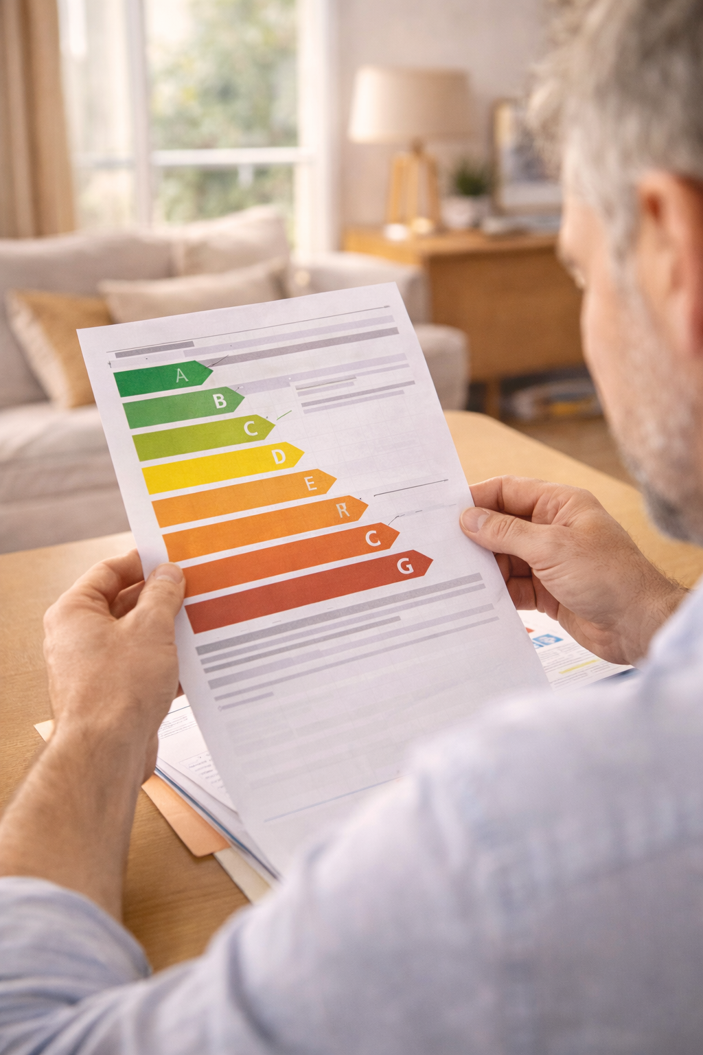 Acheteur immobilier à La Roche-sur-Yon analysant le DPE d'un bien avant de faire une offre en 2026
