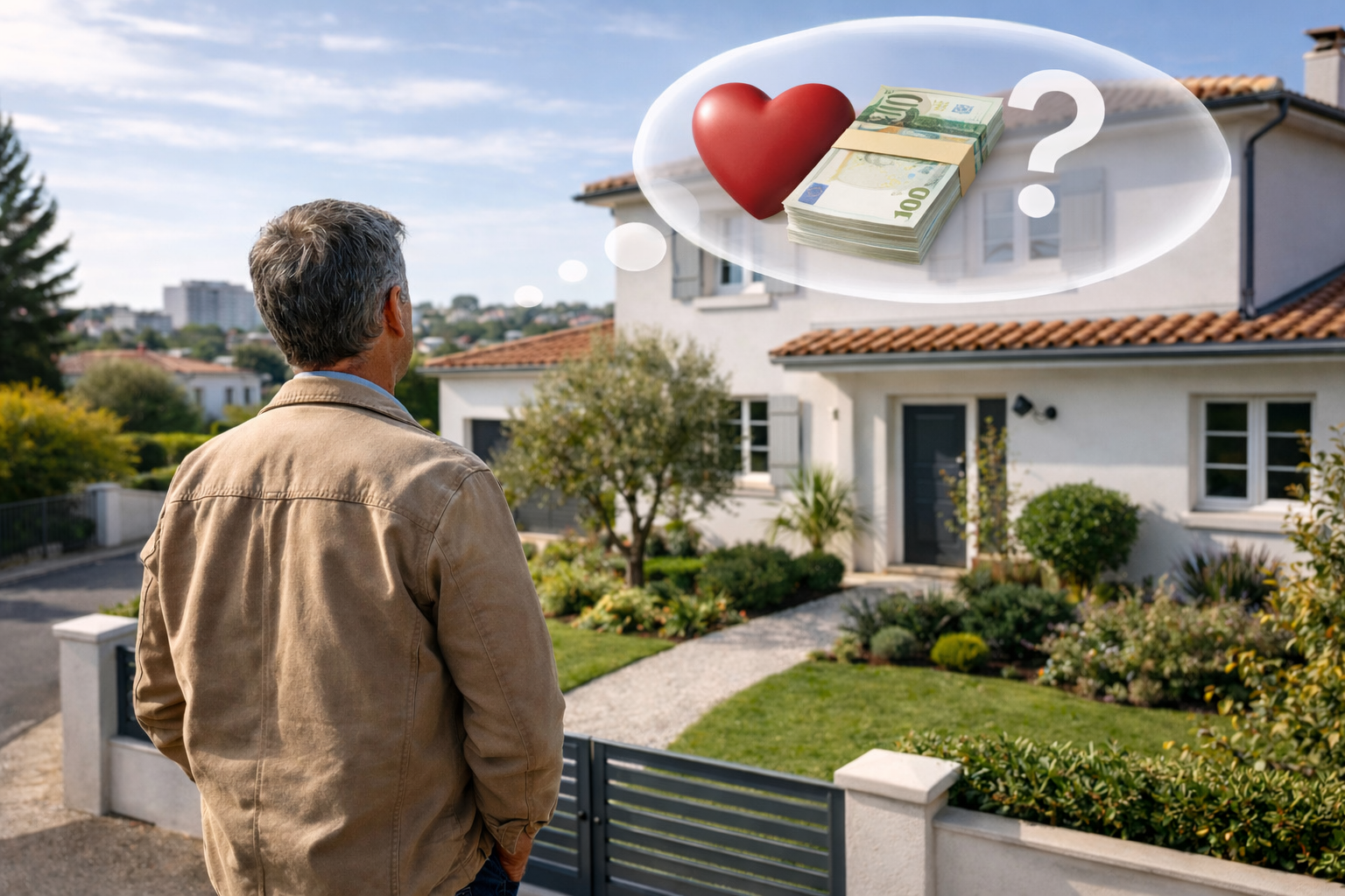 Propriétaire vendéen réfléchissant à l'estimation de son bien immobilier à La Roche-sur-Yon avant de vendre