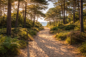 Forêt de pins maritimes à Longeville-sur-Mer (85560) en automne — Côte de Lumière Vendée Sud